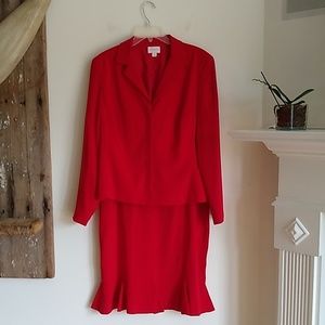 Liz Claiborne red skirt suit 14